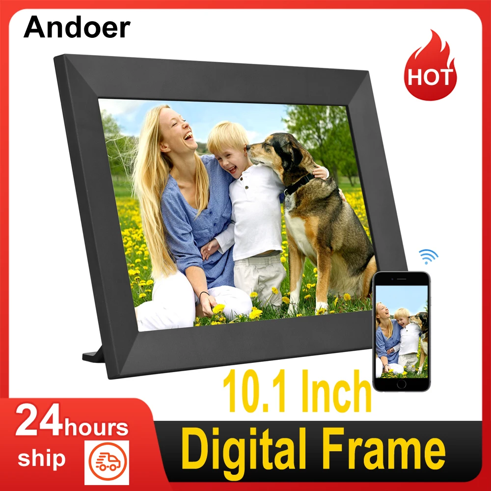 

Andoer Digital Picture Frame10.1 Inch Smart WiFi Photo Frame HD IPS Touch-screen Auto Rotation Photo Sharing via APP