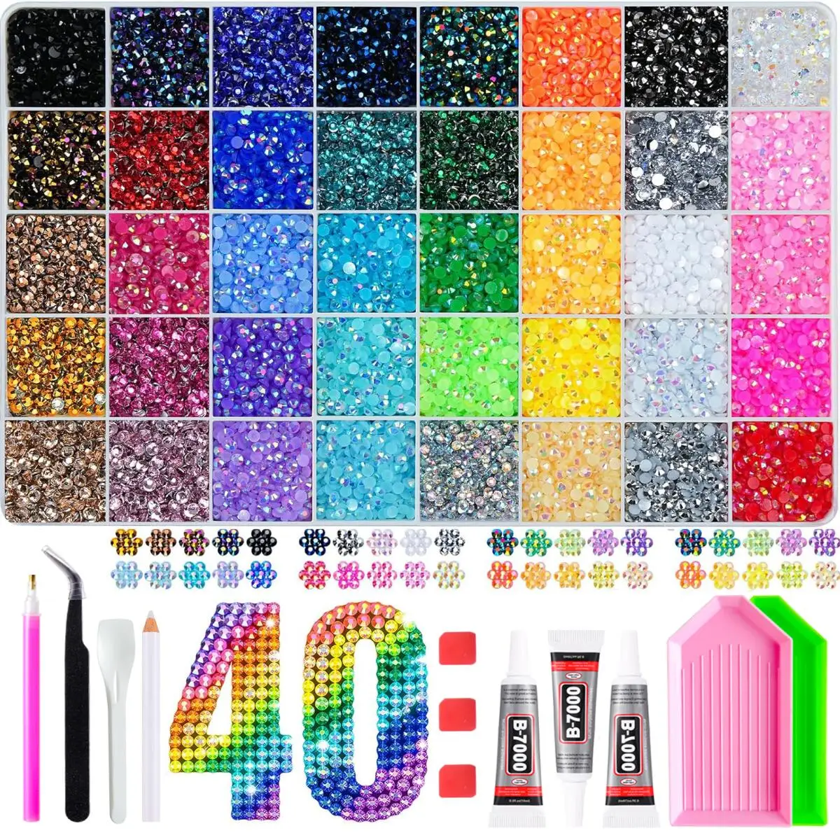1Box 3mm 40 Colors Semi-circular Flatback Nail Bedazzling Rhinestones Multi-colors Trendy Resin Nail Diamond Jewelry DIY Nails