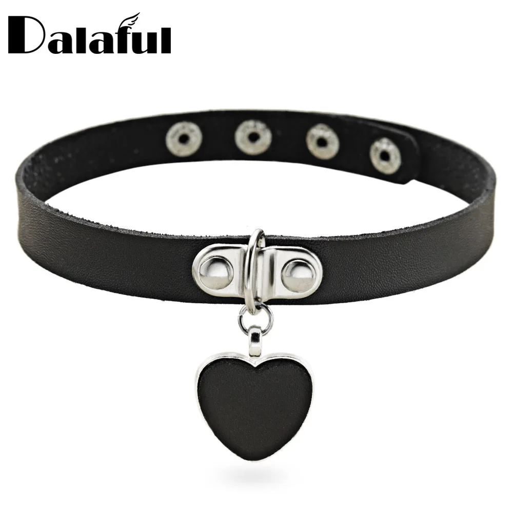 Black Heart Pendant Choker Necklaces Neck Collar PU Leather Restraints Punk Gothic Choker collares Cosplay jewelry X626