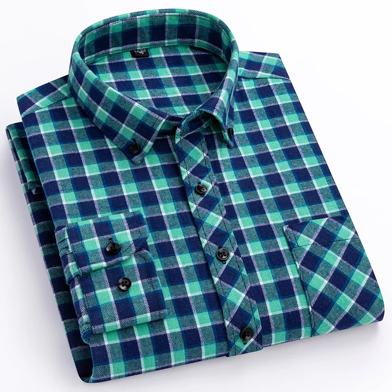 Camisa de manga larga para hombre, Camisa lisa ajustada, 100% algodón, con un solo bolsillo, talla grande, novedad