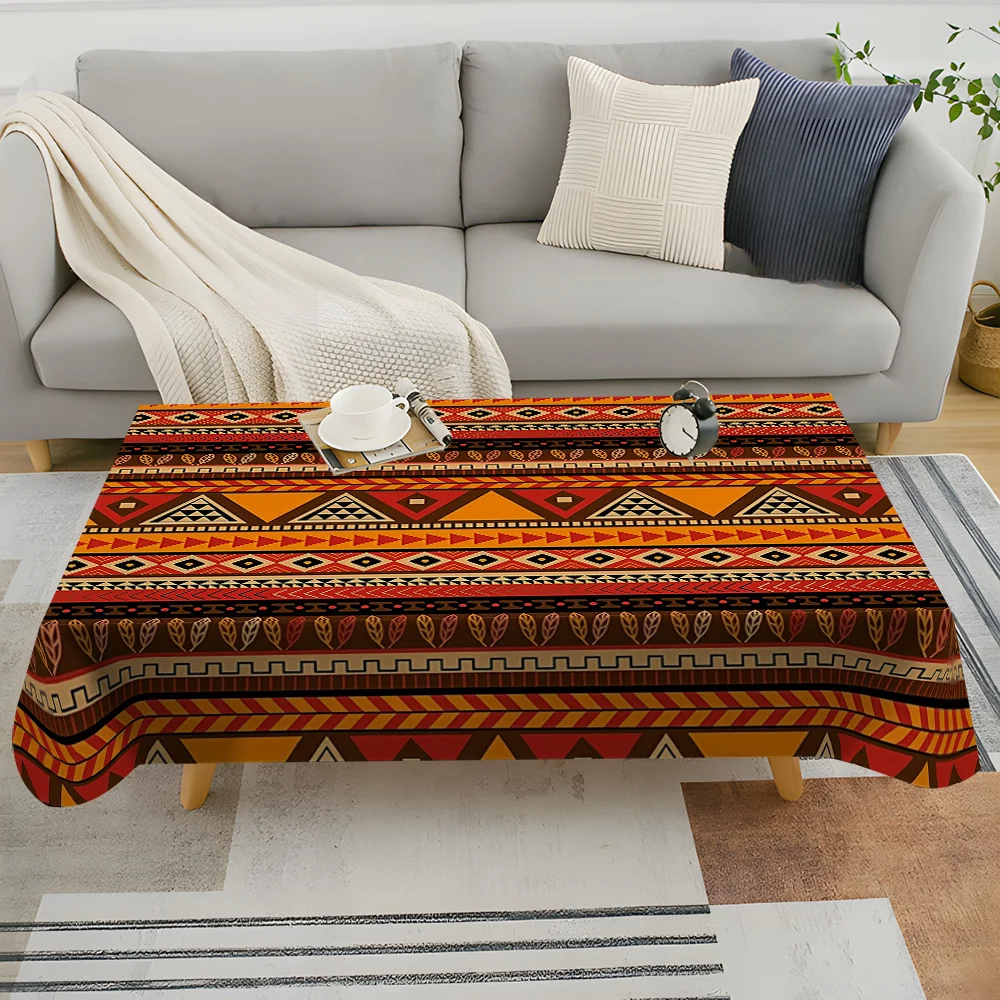 JIT-1pc Retro Patterned Tablecloth - Square. Tablecloth for Festive Parties, Hotel Parties