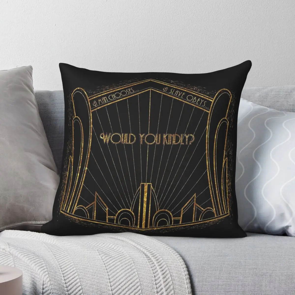 Would You Kindly Square Pillowcase Polyester Linen Velvet Pattern Zip Decorative Home Cushion Cover 45x45