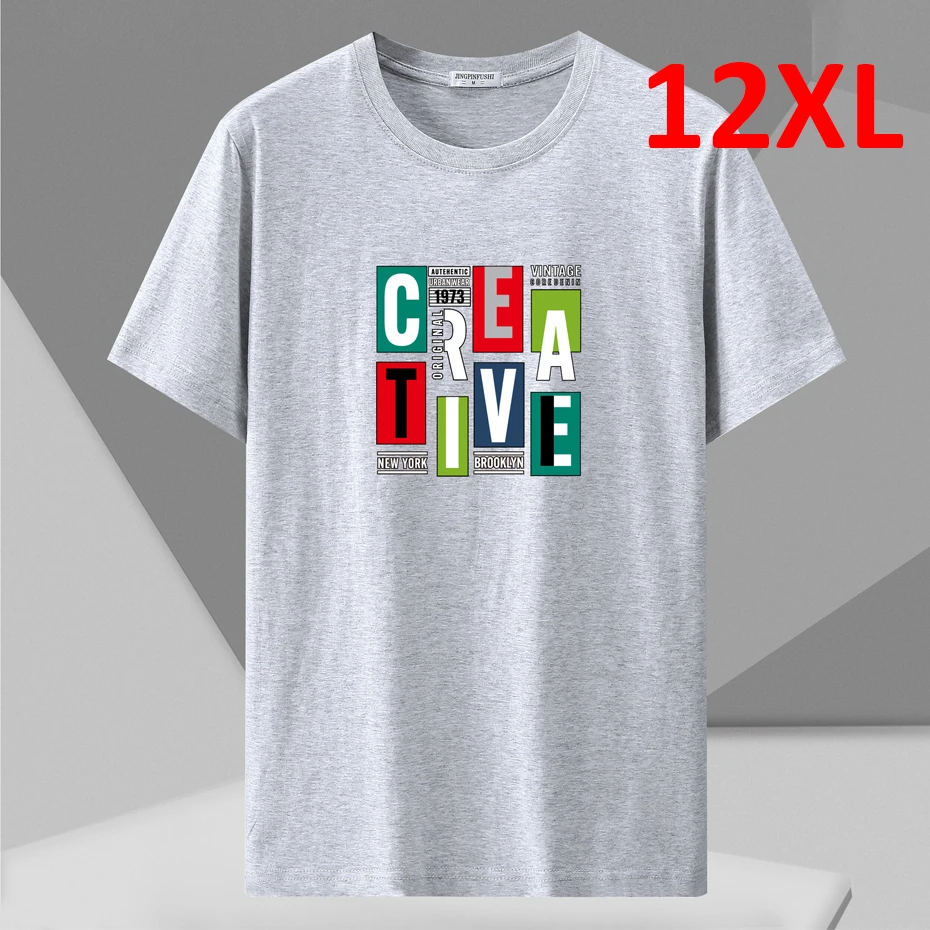 9 Color Summer T-shirts Men Plus Size 10XL 12XL Tshirt Casual Short Sleeve Tops Tees Male Cotton T Shirt Big Size 12XL Black Red