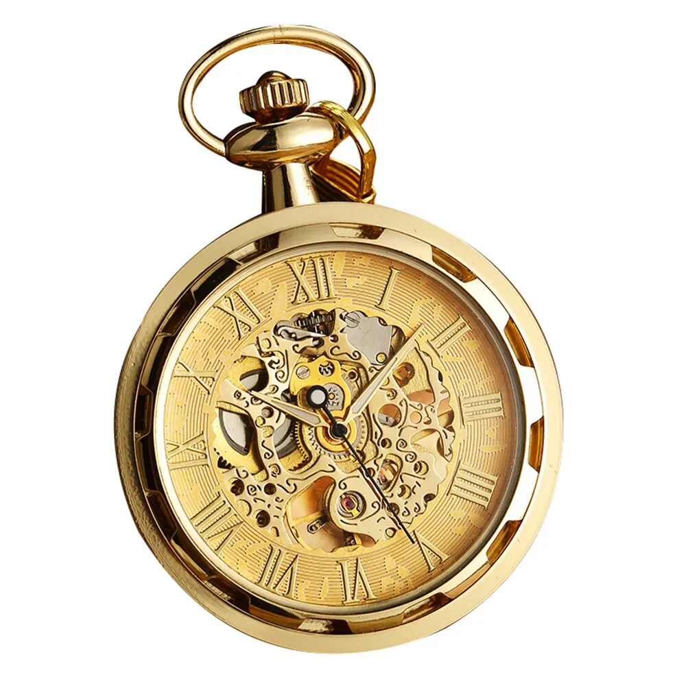 Luxury Antique Skeleton Mechanical Pocket Watch Men Steampunk Mechanical Fob Watches Clock Pendant Hand-winding Relogio De Bolso