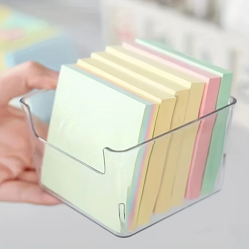 2pcs Transparent Sticky Note Keeper - Durable Plastic, Compact Organizer for Home & Office, Effortlessly Store