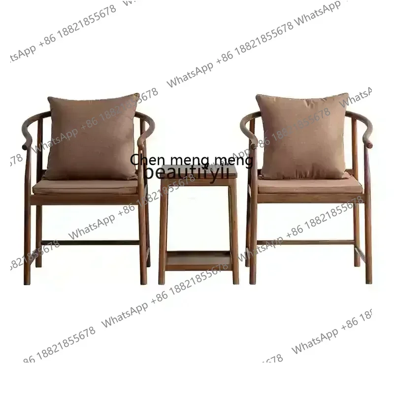 X 32 New Chinese solid wood armchair, black walnut zen, three-piece set, master, Ming furniture