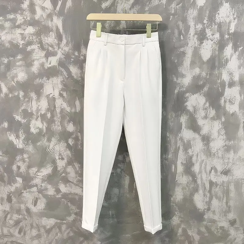 

Летние белые брюки-чинос для мужчин, модные брюки-девятки, корейская версия, деловой костюм, брюки в британском стиле...