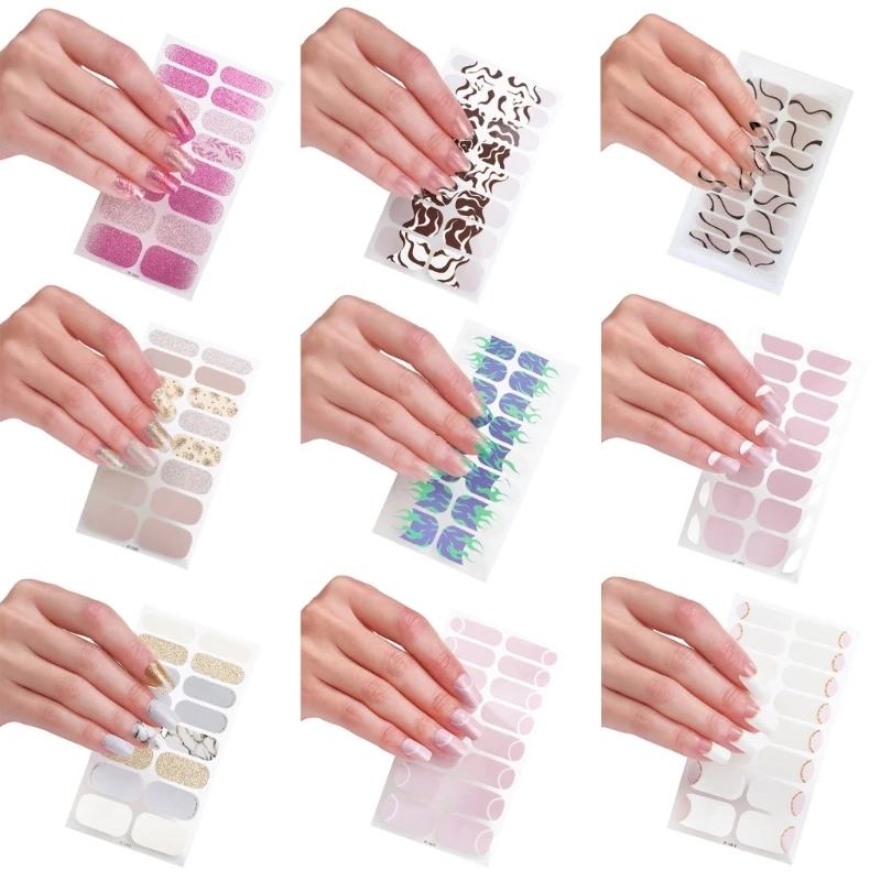 16 Strips Polish Stickers Set for UV Lamp Designer 3D Nails Polish