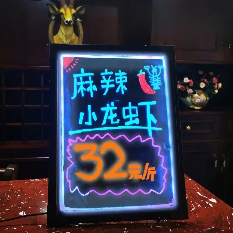 Desktop led electronic luminous fluorescent board small blackboard billboard handwriting board stall display sign night market
