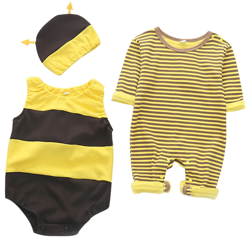 

3Piece Sets Autumn Newborn Girls Boy Clothes Halloween Cartoon Cute Stripe Long Sleeve Jumpsuit+Bodysuit+Hat Baby Clothing BC766