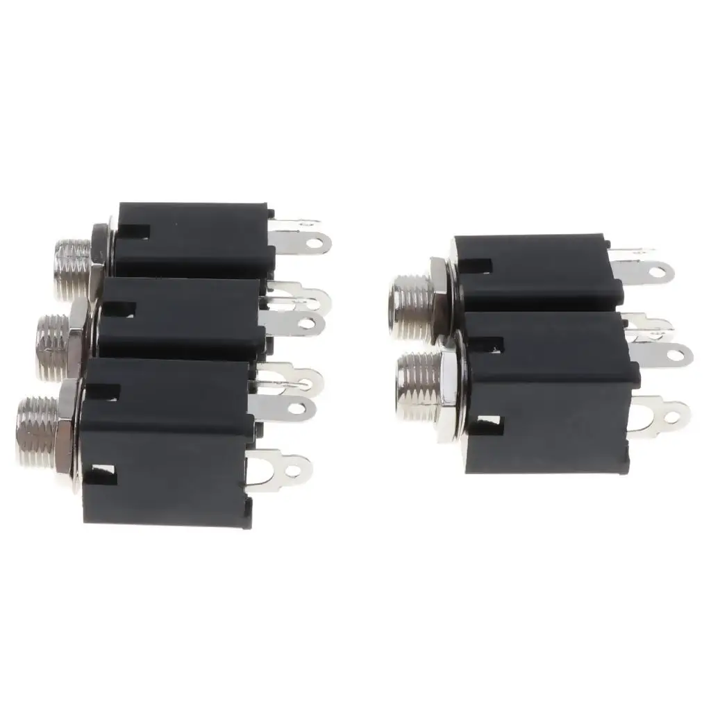 6.5mm Mono Jack Panel Mount Connector 3 Pin Female Audio Socket Microphone Adapter for Studio Recording Device