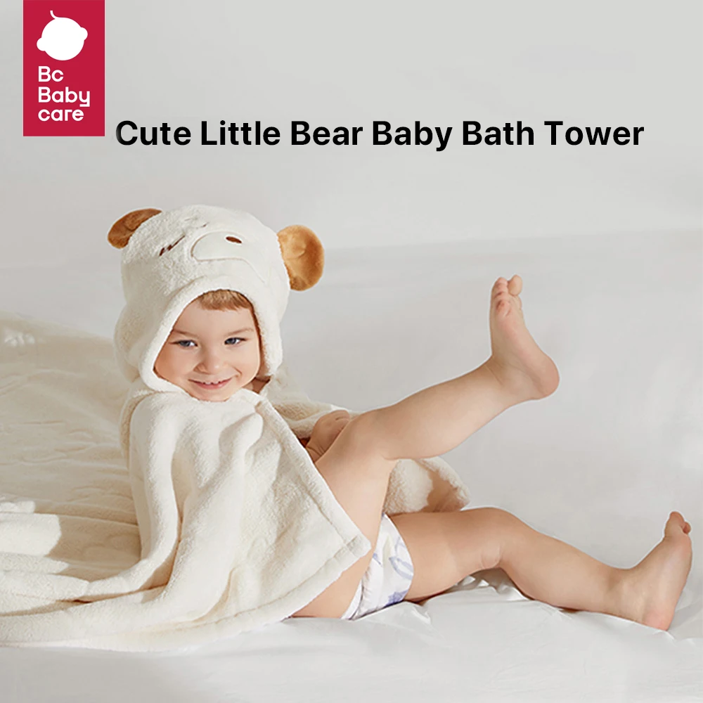 Bc Babycare 41.3\'\' Baby Bath Towel Cute Animal Warm Fleece Hooded Quick Dry Ultra Soft Newborn Towel Bathrobe Skin Friendly