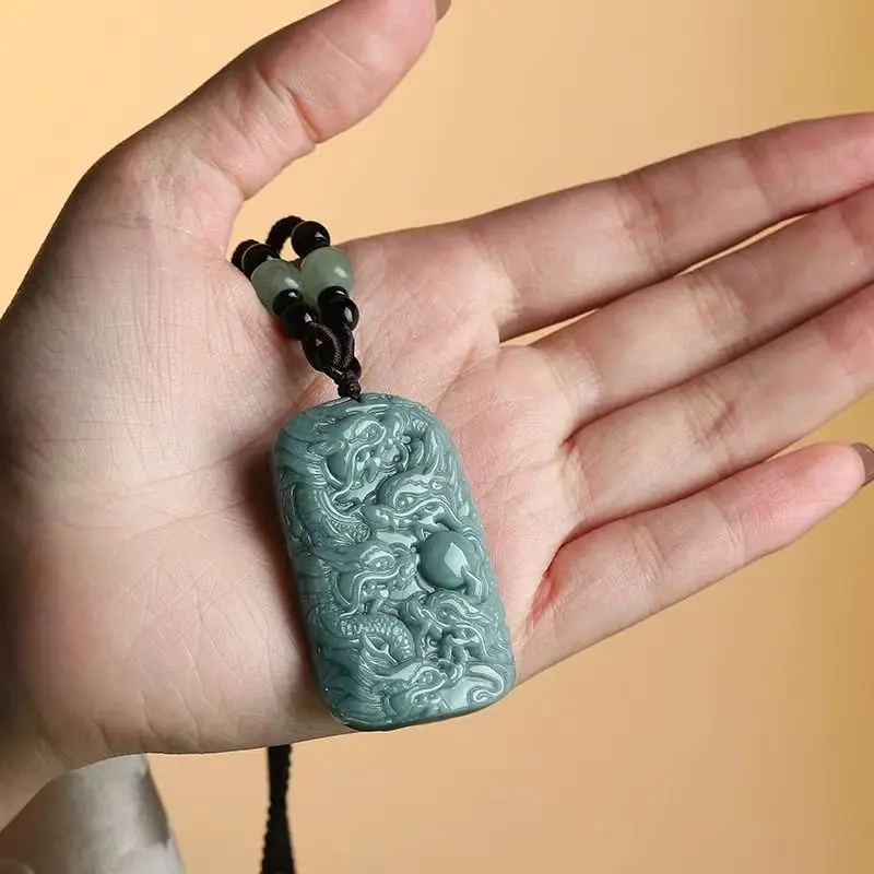 

Мьянманский нефрит, изысканная резьба, кулон Kowloon, ожерелье, модные аксессуары, ледяной жадеит, мужской и женский пара, амулет, подарок