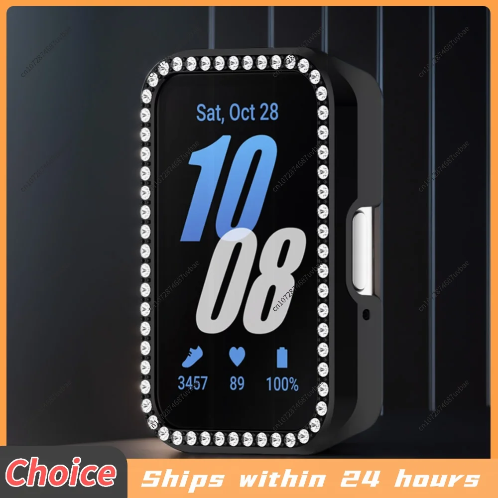 PC Diamond Inlaid Case Protective Case Frame Dustproof Smartwatch Protective Shell Anti-Scratch for Samsung Galaxy Fit 3 SM-R390