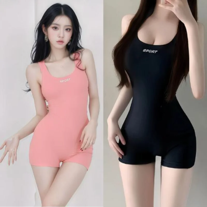 Pure Color Black High-Waisted One-Piece Short Pants Women's Adult Slimming Ensemble High Fashion Sensation 2026 New Style