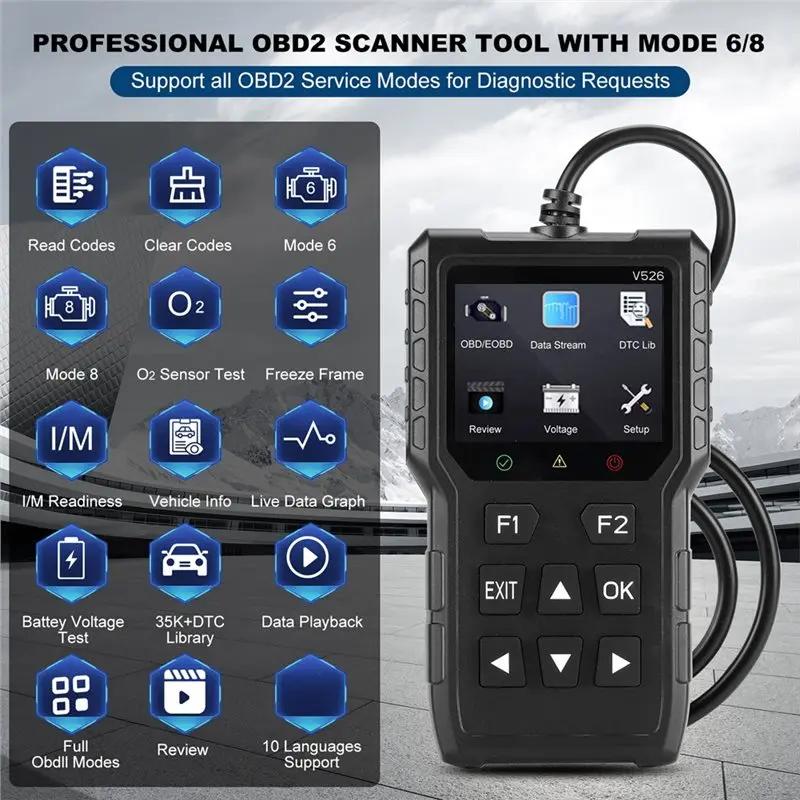 ABQB-V526 OBD2 Scanner Diagnostic Tool, Engine Fault Code Reader