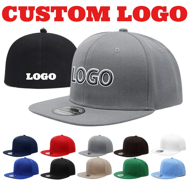 Custom Print Embroidered Logo Full Enclosed Hip Hop Flat Brim Baseball Cap for Men and Women Street Trend Flat Brim Trucker Hat