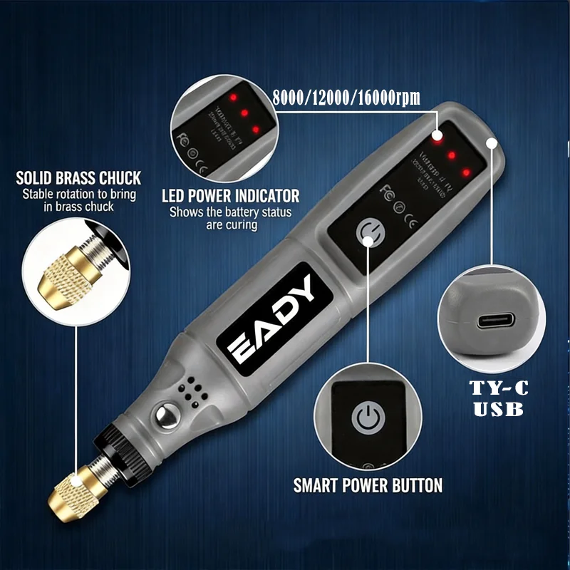 Cordless Mini Electric Drill with 3-Speed & USB Charging – Rotary Tool Engraving Pen for Metal Polishing, Model Making, Acrylic image 4