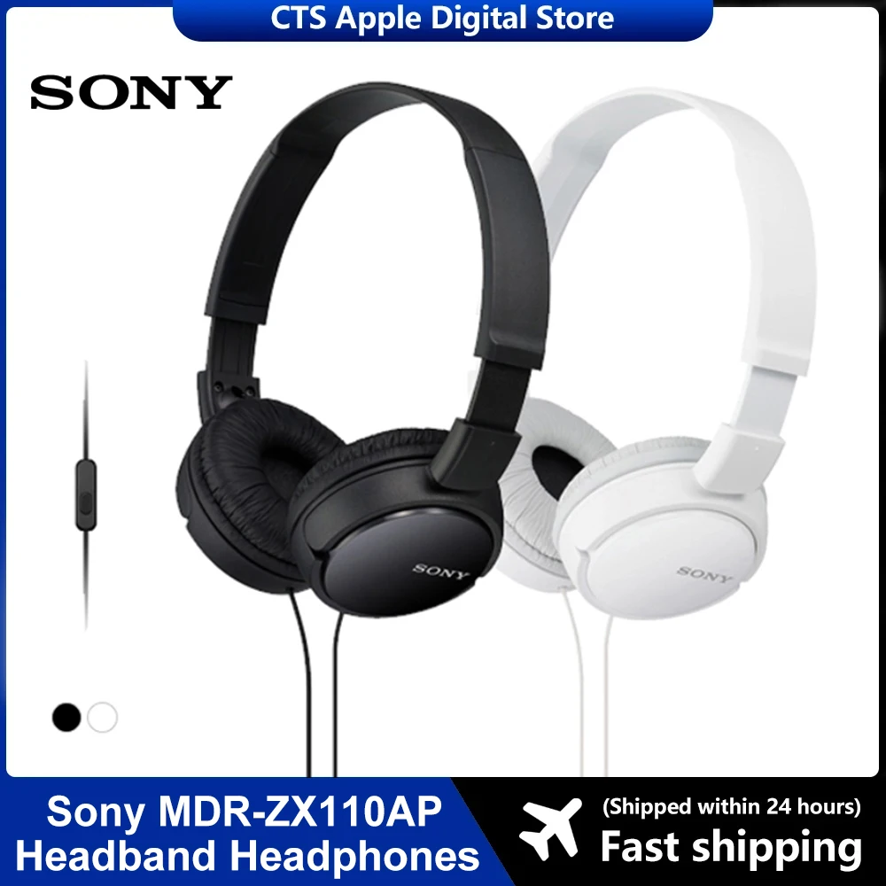 

Sony MDR-ZX110AP Series Wired On-Ear Headphones with Mic - ZX Series Lightweight Stereo Headphone with Microphone