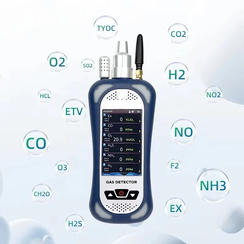 8 in 1 Multi-gas Detector CH4 H2S O2 CO2 CO NH3 VOCs HC Gas Detector, Electronic Handheld Sewer Gas Detector