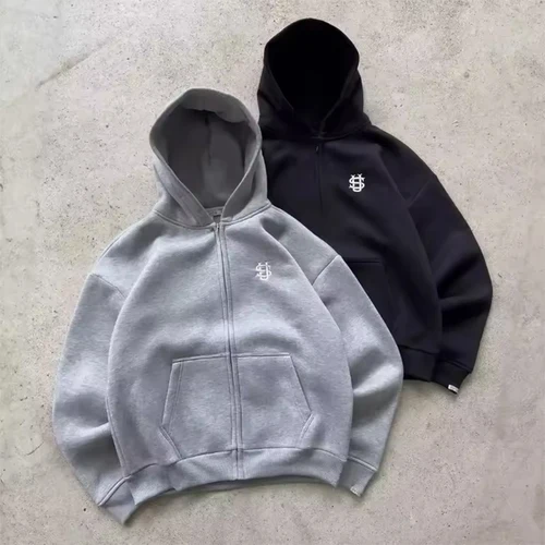 Conjuntos de sudadera con capucha para hombre, pantalones de chándal rectos Y2K, trajes con logotipo bordado a la moda, traje de entrenamiento informal para parejas de calle alta