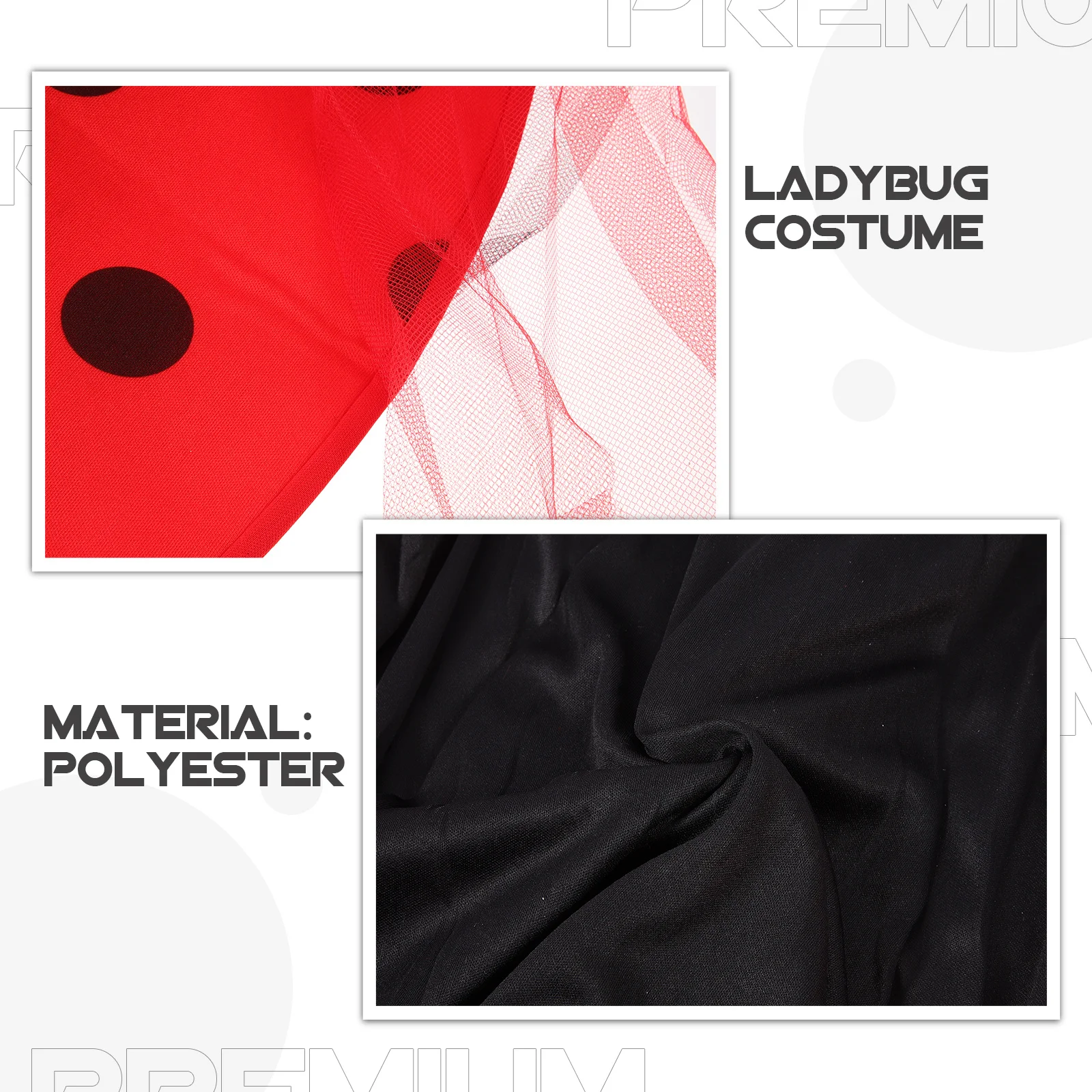 Conjunto de fantasia de joaninha, 2 peças, tamanho l, inclui asas, faixa de cabeça, festa, dia das bruxas, natal, aniversário, asa de joaninha