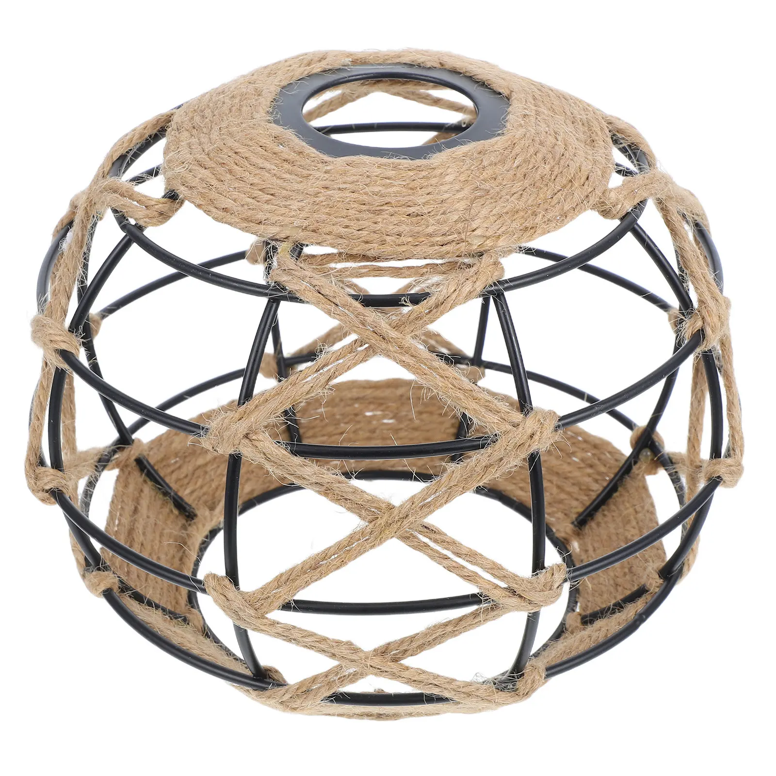 Industrial Vintage Rattan Iron Lampshade E27 42Mm Hollow Pendant Light Shade Rustic Chandelier Cover for Restaurant Cafe Bar