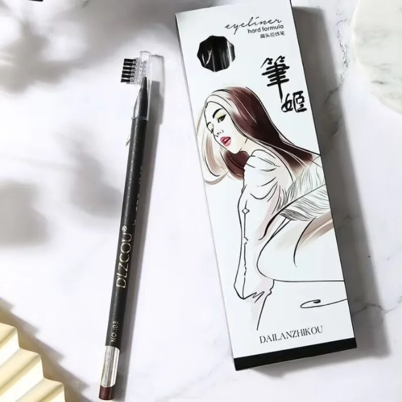 

Карандаш для бровей с твердым сердечником, водостойкий, долговечный, коричневый карандаш для бровей с мягкой кистью, инструмент для макияжа бровей, новая черная плоская головка