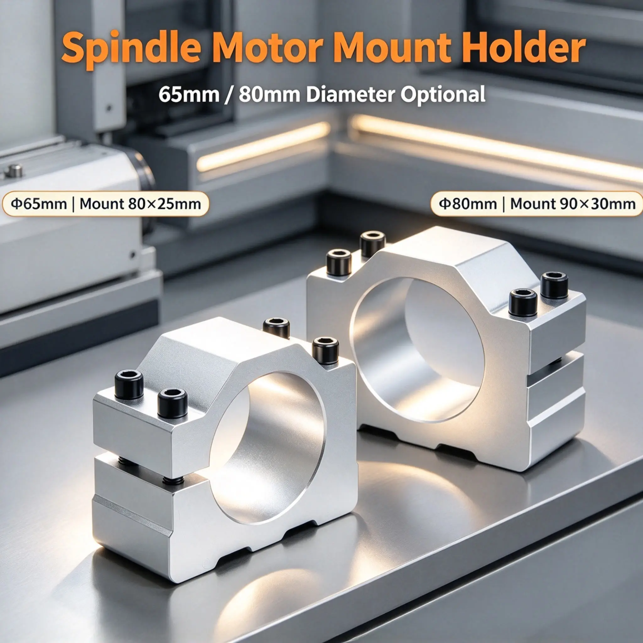 1Pcs High Quality Aluminum Spindle Clamp Motor Bracket 65 80Mm CNC Engraving Machine Fixed Support Holder Stand