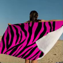 serviette de plage, serviette coton, motif zébré, séchage rapide, serviette sport,