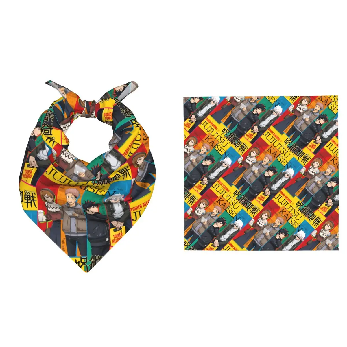 Maßgefertigtes J-Jujutsus K-Kaisens Quadratisches Halstuch für Damen, Bequemes Harajuku Comic Anime Bandana Haarband für Feiertagspartys