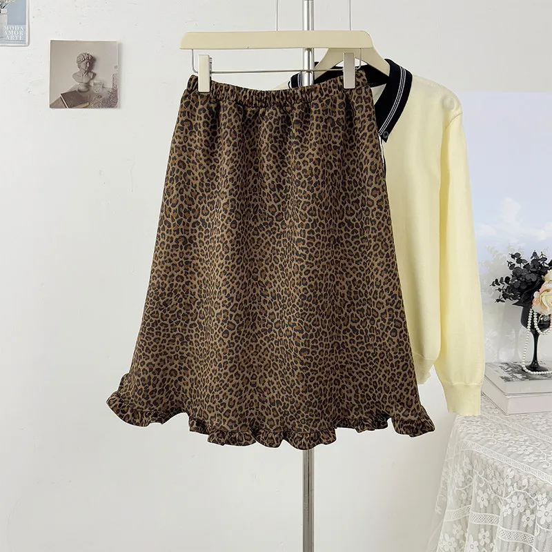 

Американская леопардовая юбка для женщин, весна 2026, новая коллекция, для дерзких девушек, стройнящая, повседневная, свободная, с эластичной талией, А-силуэт