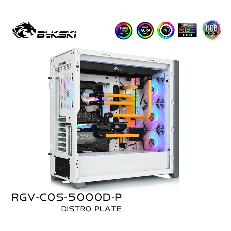 Imagem -05 - Placa de Distribuição Acrílica Bykski para Caixa Corsair 5000d com Sistema de Resfriamento de Água do Reservatório da Placa da Bomba Ddc 5v 12v Rgv-cos5000d-p