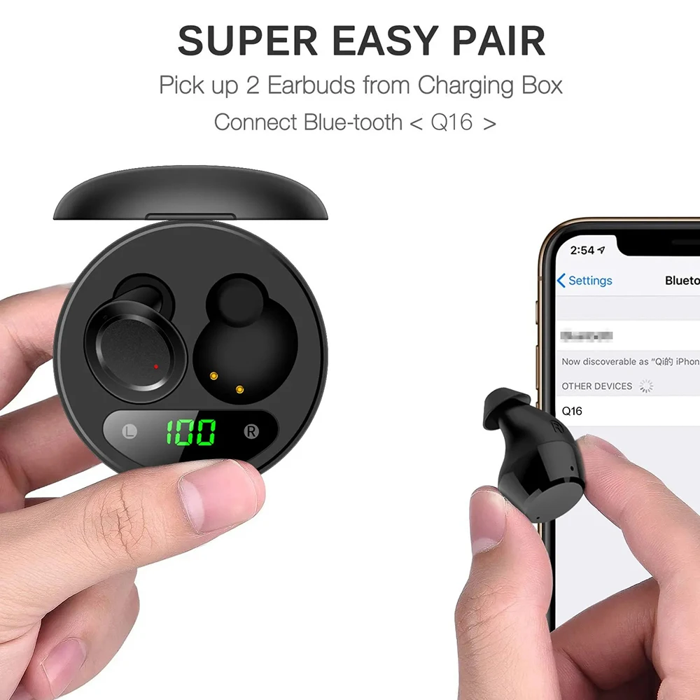 سماعات إلغاء الضوضاء في الأذن ، الرياضة ، مقاومة للماء ، بلوتوث ، TWS ستيريو ، صغير ، محمول ، لاسلكي