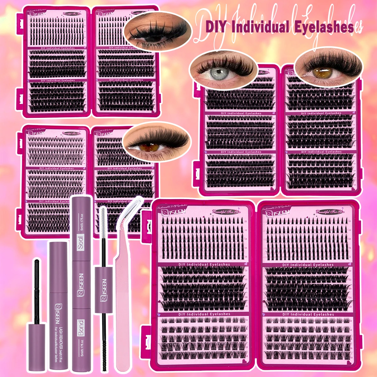 Faux Mink Lash - DIYまつげクラスターキット 大容量 ソフトラッシュ フェイクミンク まつげエクステ 個別まつげ