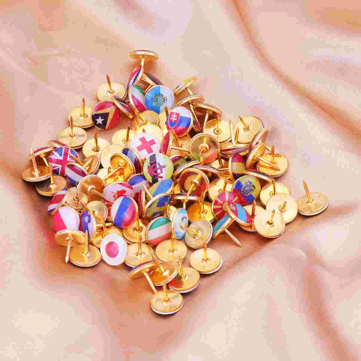 100 Pcs Drawing Pin Decorative Thumbtack to Push Round Head Pushpins Creative Hobnail Ornament Map