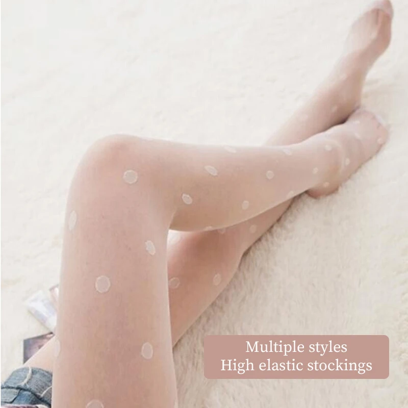 Sexy Women Pantyhose Tights Seamless Sexy Lace Mesh Fishnet Pantyhose Nylon Polka Dot Print Summer Tight Stocking Female Hosiery