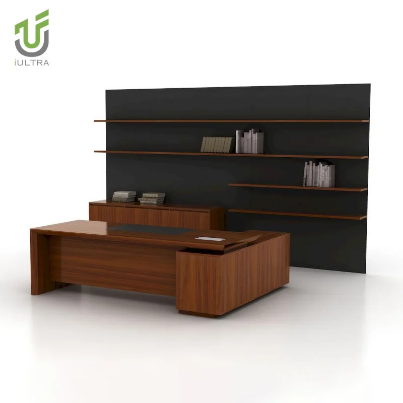 custom.IULTRA Large L-Shape Executive Desk Luxury Modern Office Furniture Set Durable Black CEO
