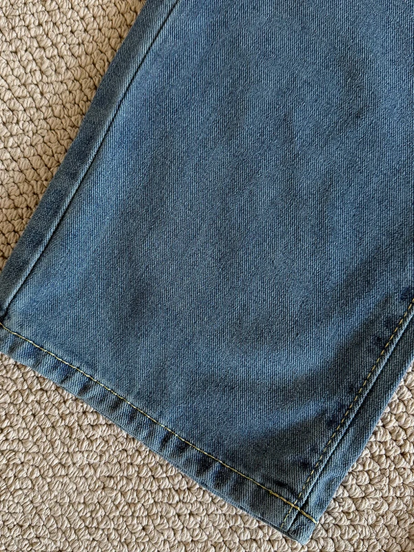 

Синие модные джинсовые джинсы с потертостями в стиле ретро, новые женские корейские универсальные длинные брюки из Гонконга с широкими штанинами