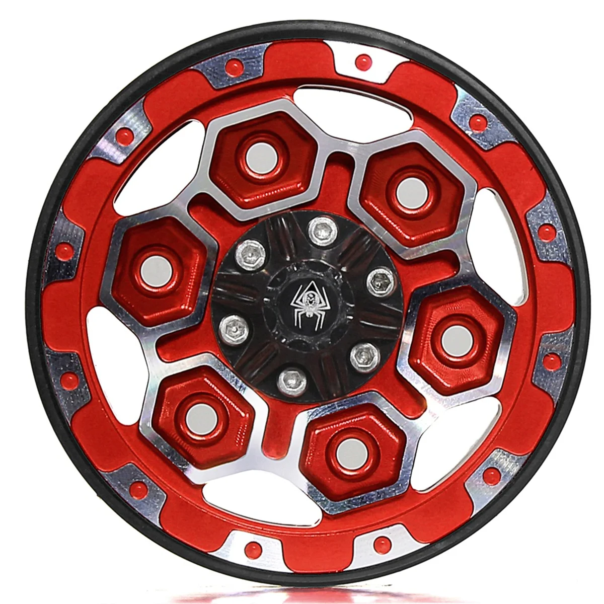 4Pcs Metal 1.9In Beadlock Wheel Rim Wheel Hub for 1/10 RC Crawler Car Axial SCX10 Pro Capra TRX4 RC4WD/D90 Redcat Red