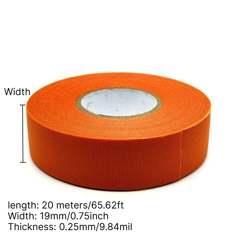 20M Orange Automotive Wire Harness Tape Polyester Cloth Tape Abrasion Resistant Flame Retardant Wrap Tape for Car Wiring Repair