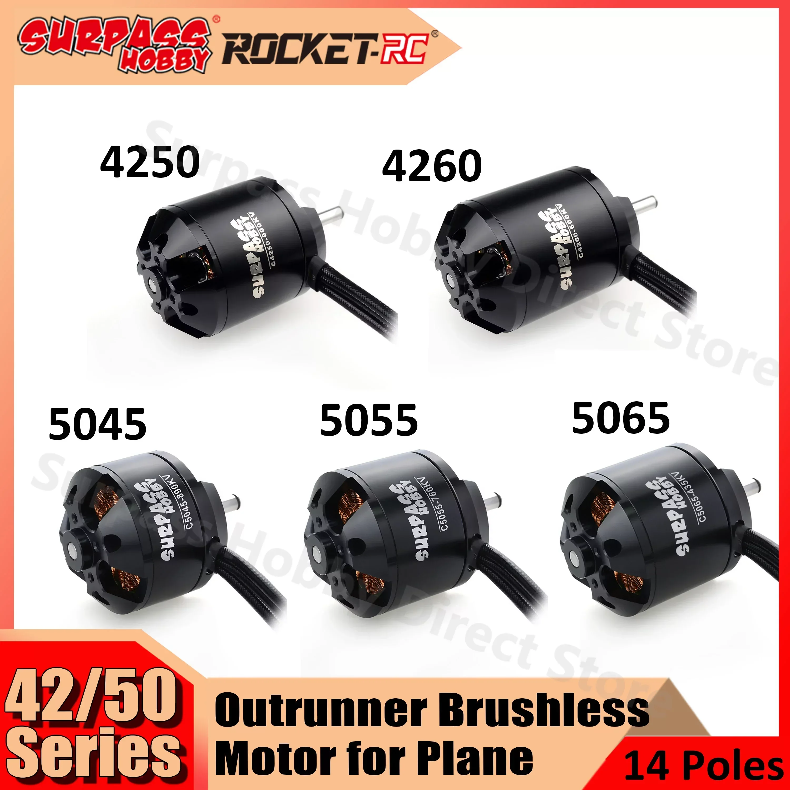 

Outrunner Brushless Motor Surpass Hobby C4250 C4260 C5045 C5055 C5065 14Poles for RC UAV Aircraft Multicopter Plane Helicopter