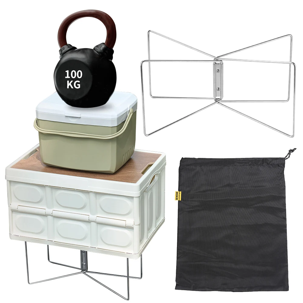 Camping-Box, klappbarer Ständer, Edelstahl, Aufbewahrungsbox für den Außenbereich, Regal, Eisbox, faltbares Stützregal für Picknick-Angeln im Freien