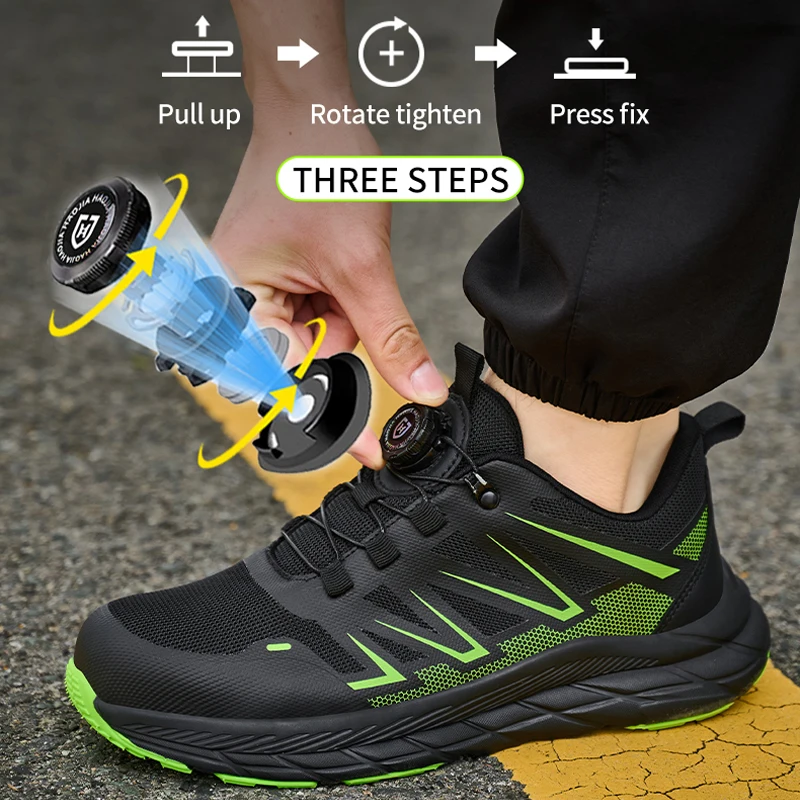 أحذية أمان بزر دوار للرجال والنساء أحذية حماية من الصلب لأصابع القدم أحذية رياضية للعمل مقاومة للثقب غير قابلة للتدمير أحذية عمل