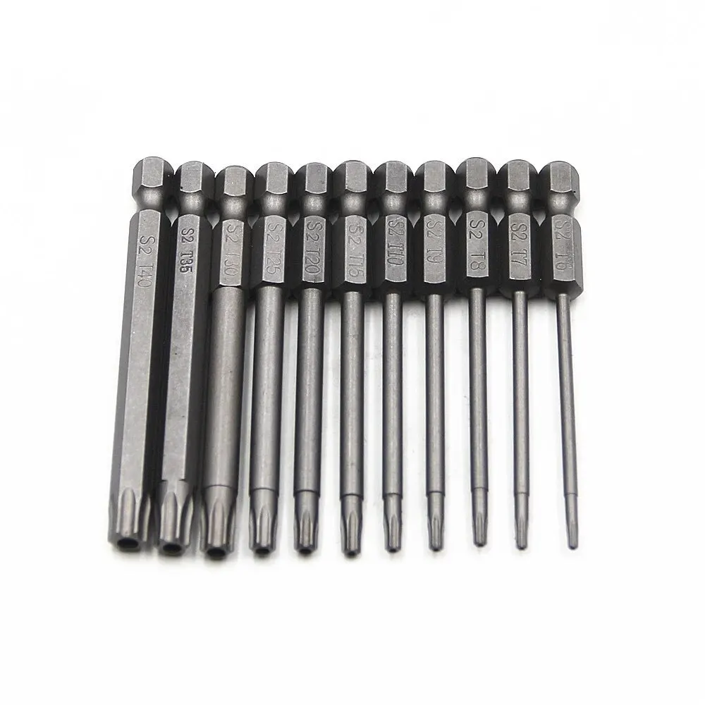 12Pcs Hex Bits Driver Tamper Proof Security Drill Magnetic Bit Set Torx Screwdriver Flat Head F1FC High Quality 50mm