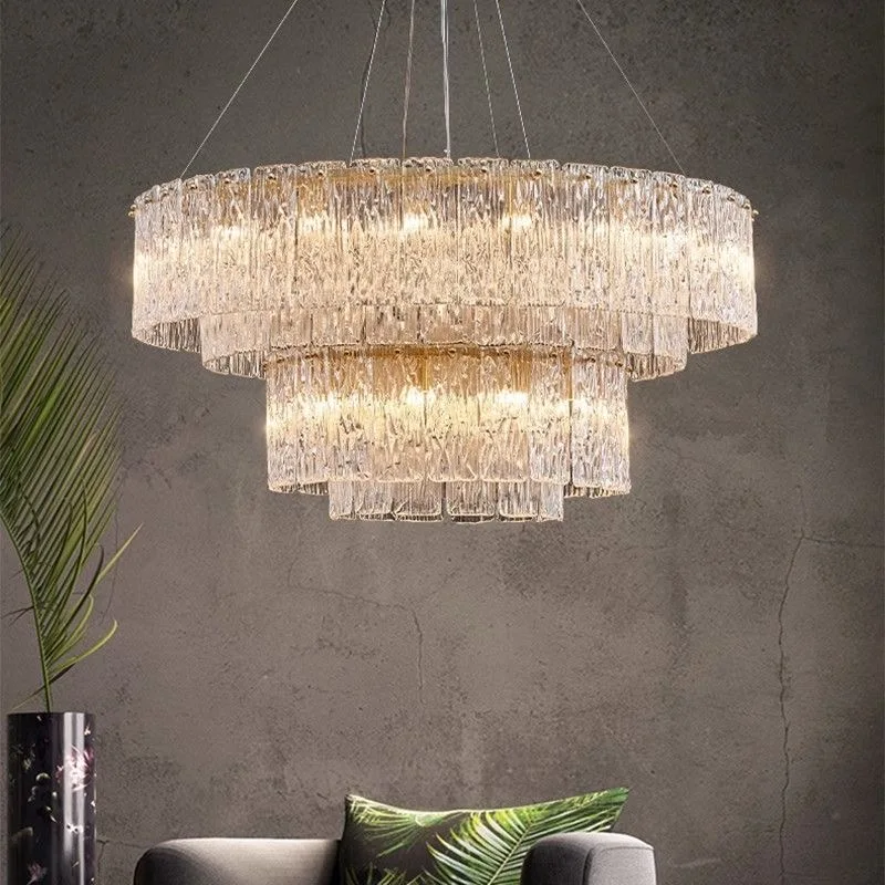

Post-modern luxury clear glass lampshade led chandelier, living room art deco style creative hanging ceiling light fixtures.