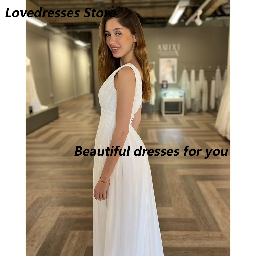 Vestido de novia de gasa de verano, manga casquillo personalizada, cuello en V, abertura en el muslo Simple, corte en A, cola de corte, vestido de novia 2025