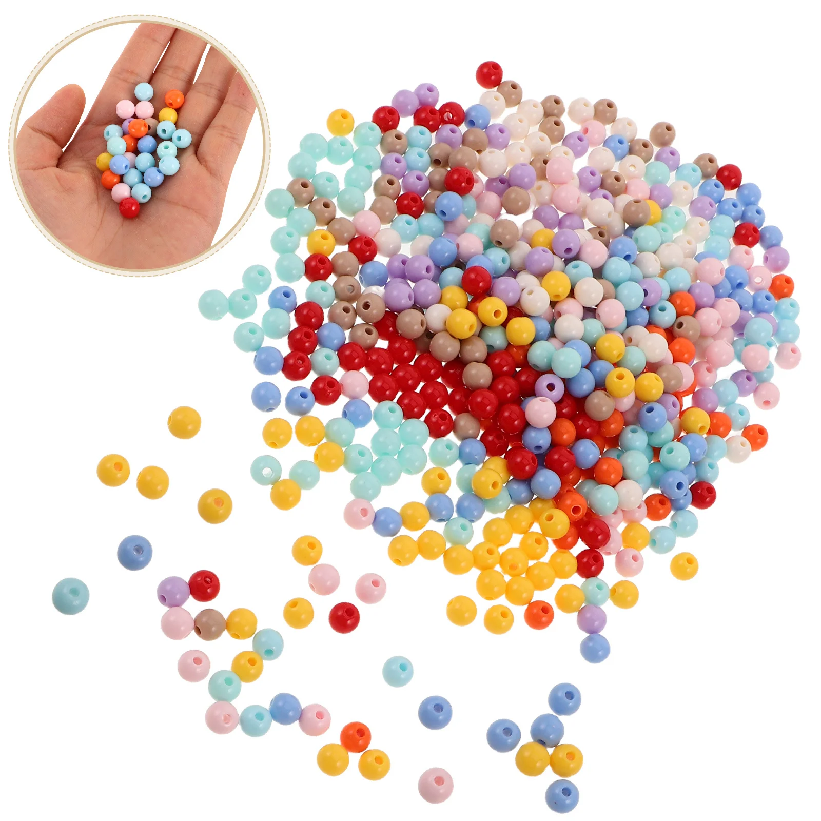 

500 шт. 8 мм круглые акриловые бусины разных цветов с большим отверстием для самостоятельного изготовления ювелирных изделий, ожерелья, ремесла