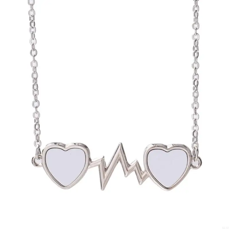 91AF Love Heart Pendant Necklace Hot Transfer Printing Couple Jewelry Crafts