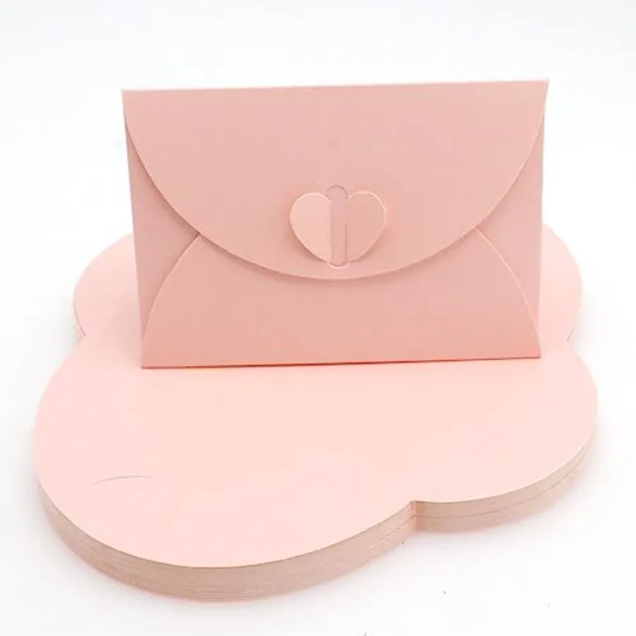 

32pcs heart clasp mini envelopes for wedding greeting party, kraft paper, ivory, reusable and elegant design